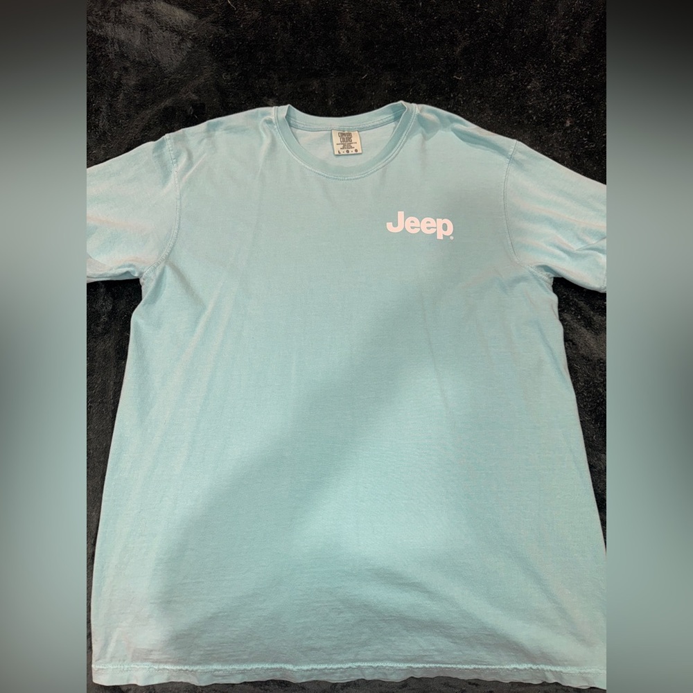 Jeep Tropical Graphic Tee | Beachy Palm Tree Jeep Shirt | Aqua Blue